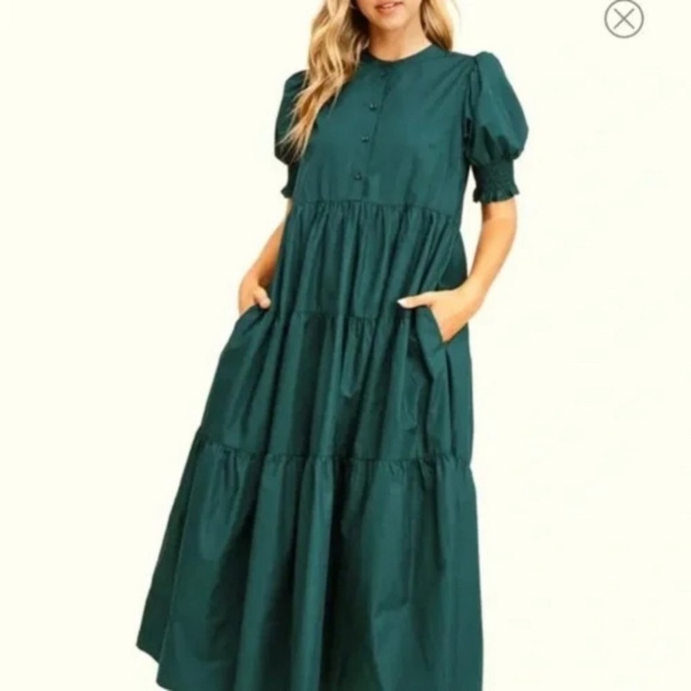CLOSET CLOSING | En Saison | Green Tiered Modest Maxi or Midi Dress